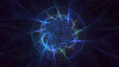 3D elle işleme teknolojisi soyut fraktal arkaplan. Bu AI Generatd illüstrasyonu değil.