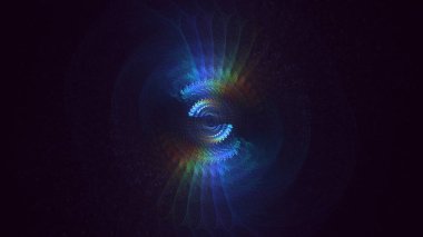 3D görüntüleme, soyut mavi teknoloji fraktal arkaplan. Bu AI Generatd illüstrasyonu değil.