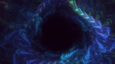 3D görüntüleme, soyut mavi teknoloji fraktal arkaplan. Bu AI Generatd illüstrasyonu değil.