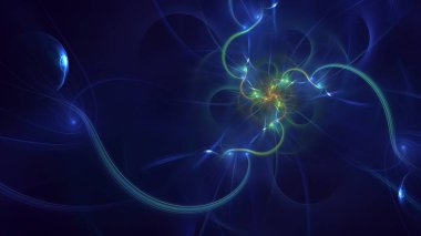 3D görüntüleme, soyut mavi teknoloji fraktal arkaplan. Bu AI Generatd illüstrasyonu değil.