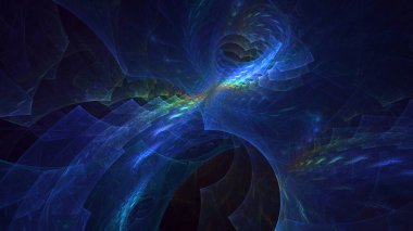 3D el yapımı soyut mavi fraktal ışık arkaplanı. Bu AI Generatd illüstrasyonu değil.