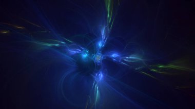 3D el yapımı soyut mavi fraktal ışık arkaplanı. Bu AI Generatd illüstrasyonu değil.