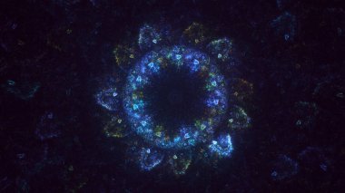 3D el yapımı soyut mavi fraktal ışık arkaplanı. Bu AI Generatd illüstrasyonu değil.