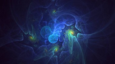 3D elle işleme teknolojisi soyut fraktal arkaplan. Bu AI Generatd illüstrasyonu değil.