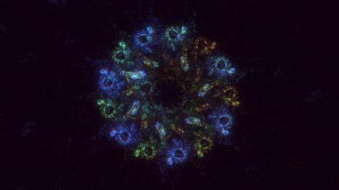 3D elle, soyut fraktal elektromanyetik arkaplan oluşturma. Bu AI Generatd illüstrasyonu değil.