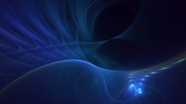 3D el yapımı soyut mavi fraktal ışık arkaplanı. Bu AI Generatd illüstrasyonu değil.
