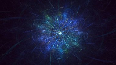 3D el yapımı soyut mavi fraktal ışık arkaplanı. Bu AI Generatd illüstrasyonu değil.