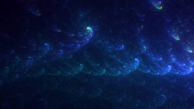 3D el yapımı soyut mavi fraktal ışık arkaplanı. Bu AI Generatd illüstrasyonu değil.