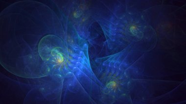 3D el yapımı soyut mavi fraktal ışık arkaplanı. Bu AI Generatd illüstrasyonu değil.