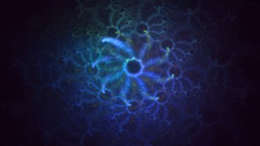 3D el yapımı soyut mavi fraktal ışık arkaplanı. Bu AI Generatd illüstrasyonu değil.