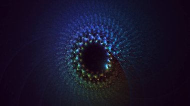 3D el yapımı soyut mavi fraktal ışık arkaplanı. Bu AI Generatd illüstrasyonu değil.