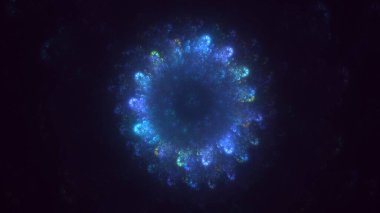 3D el yapımı soyut mavi fraktal ışık arkaplanı. Bu AI Generatd illüstrasyonu değil.