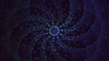 3D görüntüleme, soyut mavi teknoloji fraktal arkaplan. Bu AI Generatd illüstrasyonu değil.