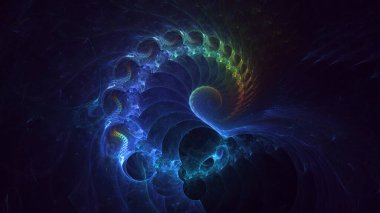 3D görüntüleme, soyut mavi teknoloji fraktal arkaplan. Bu AI Generatd illüstrasyonu değil.