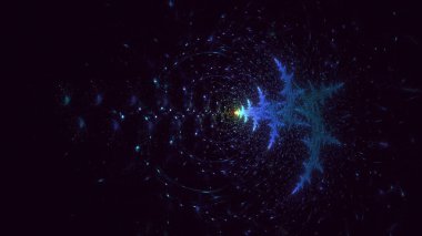 3D görüntüleme, soyut mavi teknoloji fraktal arkaplan. Bu AI Generatd illüstrasyonu değil.