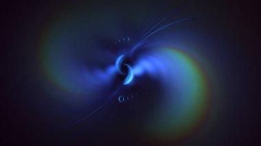 3D görüntüleme, soyut mavi teknoloji fraktal arkaplan. Bu AI Generatd illüstrasyonu değil.