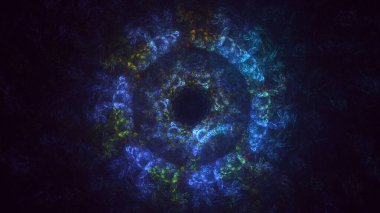 3D görüntüleme, soyut mavi teknoloji fraktal arkaplan. Bu AI Generatd illüstrasyonu değil.