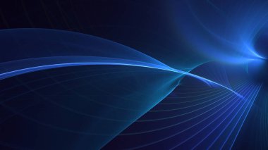 3D el yapımı soyut mavi fraktal ışık arkaplanı. Bu AI Generatd illüstrasyonu değil.