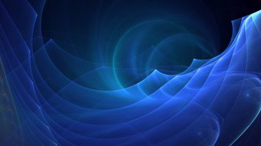 3D el yapımı soyut mavi fraktal ışık arkaplanı. Bu AI Generatd illüstrasyonu değil.