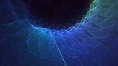 3D el yapımı soyut mavi fraktal ışık arkaplanı. Bu AI Generatd illüstrasyonu değil.