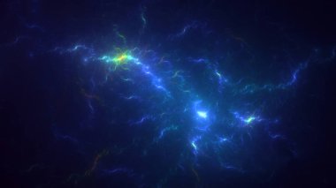 3D el yapımı soyut mavi fraktal ışık arkaplanı. Bu AI Generatd illüstrasyonu değil.