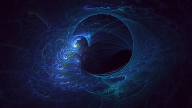 3D elle, soyut fraktal elektromanyetik arkaplan oluşturma. Bu AI Generatd illüstrasyonu değil.