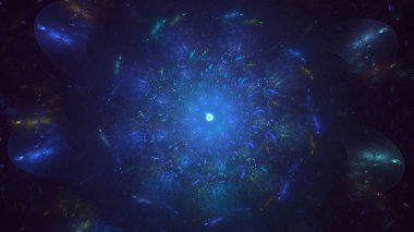 3D elle, soyut fraktal elektromanyetik arkaplan oluşturma. Bu AI Generatd illüstrasyonu değil.