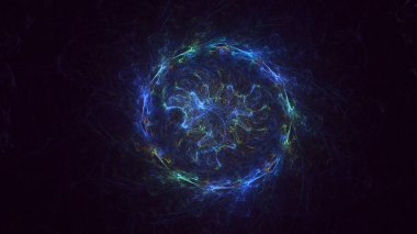 3D elle, soyut fraktal elektromanyetik arkaplan oluşturma. Bu AI Generatd illüstrasyonu değil.