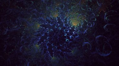 3D elle, soyut fraktal elektromanyetik arkaplan oluşturma. Bu AI Generatd illüstrasyonu değil.