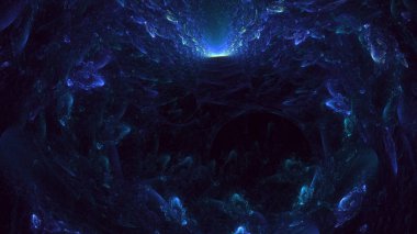 3D elle, soyut fraktal elektromanyetik arkaplan oluşturma. Bu AI Generatd illüstrasyonu değil.