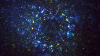 3D görüntüleme, soyut mavi teknoloji fraktal arkaplan. Bu AI Generatd illüstrasyonu değil.