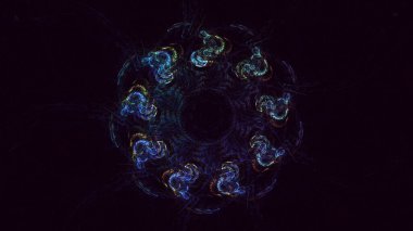 3D görüntüleme, soyut mavi teknoloji fraktal arkaplan. Bu AI Generatd illüstrasyonu değil.