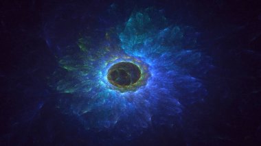 3D görüntüleme, soyut mavi teknoloji fraktal arkaplan. Bu AI Generatd illüstrasyonu değil.