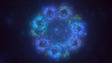 3D el yapımı soyut mavi fraktal ışık arkaplanı. Bu AI Generatd illüstrasyonu değil.