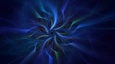 3D el yapımı soyut mavi fraktal ışık arkaplanı. Bu AI Generatd illüstrasyonu değil.