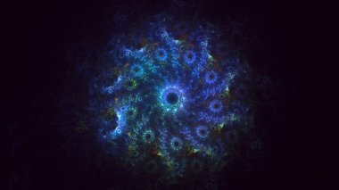 3D el yapımı soyut mavi fraktal ışık arkaplanı. Bu AI Generatd illüstrasyonu değil.