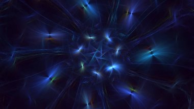 3D el yapımı soyut mavi fraktal ışık arkaplanı. Bu AI Generatd illüstrasyonu değil.