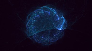 3D el yapımı soyut mavi fraktal ışık arkaplanı. Bu AI Generatd illüstrasyonu değil.