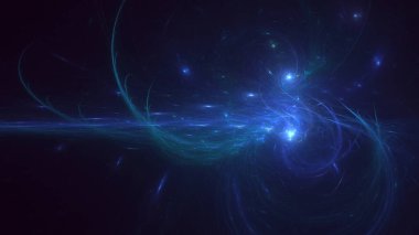 3D el yapımı soyut mavi fraktal ışık arkaplanı. Bu AI Generatd illüstrasyonu değil.