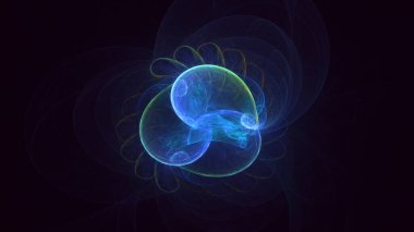 3D el yapımı soyut mavi fraktal ışık arkaplanı. Bu AI Generatd illüstrasyonu değil.