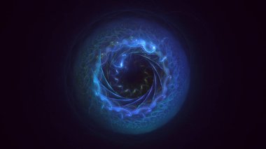 3D el yapımı soyut mavi fraktal ışık arkaplanı. Bu AI Generatd illüstrasyonu değil.