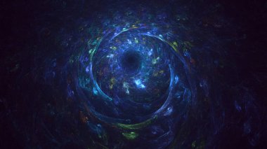 3D el yapımı soyut mavi fraktal ışık arkaplanı. Bu AI Generatd illüstrasyonu değil.