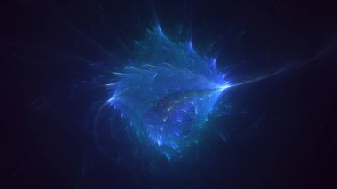 3D el yapımı soyut mavi fraktal ışık arkaplanı. Bu AI Generatd illüstrasyonu değil.