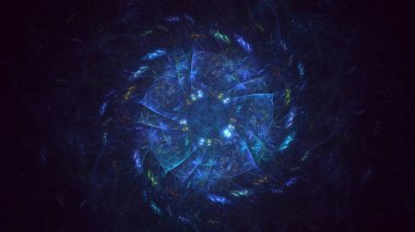 3D el yapımı soyut mavi fraktal ışık arkaplanı. Bu AI Generatd illüstrasyonu değil.