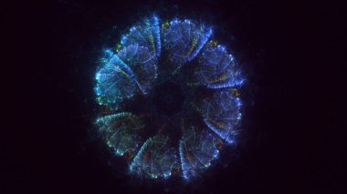 3D görüntüleme, soyut mavi teknoloji fraktal arkaplan. Bu AI Generatd illüstrasyonu değil.