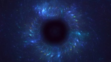 3D görüntüleme, soyut mavi teknoloji fraktal arkaplan. Bu AI Generatd illüstrasyonu değil.