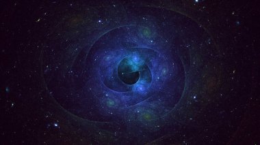 3D görüntüleme, soyut mavi teknoloji fraktal arkaplan. Bu AI Generatd illüstrasyonu değil.