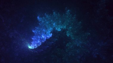 3D elle, soyut fraktal elektromanyetik arkaplan oluşturma. Bu AI Generatd illüstrasyonu değil.