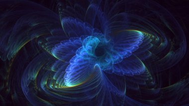 3D elle, soyut fraktal elektromanyetik arkaplan oluşturma. Bu AI Generatd illüstrasyonu değil.