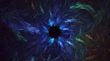 3D görüntüleme, soyut mavi teknoloji fraktal arkaplan. Bu AI Generatd illüstrasyonu değil.